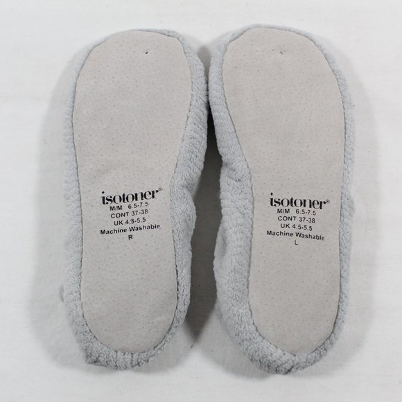 Isotoner Women's Chevron Microterry Ballerina House Slipper - Light Gray 6.5-7.5 - Picture 2 of 3